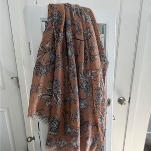 Nordstrom Peach Floral Print Lightweight Scarf